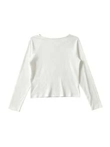 Korean Style Minimalist All-Match Versatile Henley Neck Pullover Slimming Base Layer Long Sleeve T-Shirt Top For Women - White - View 2