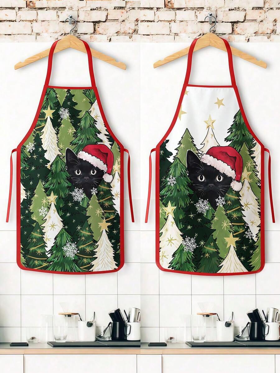 2pcs Christmas Apron, Suitable For Cooking In The Kitchen, For Festivals And Parties. It's Also A Great Gift To Give To Friends. - Multicolor - View 1