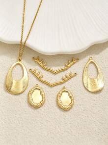 1pc Organic Textured Stainless Steel Charms For Jewelry Making, 18K Gold Plated Irregular Blank Pendant For DIY Necklace Bracelet Making - Pendants - View 4