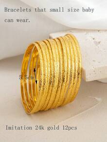 12pcs Delicate Fashionable Unique Design Versatile Curved Rhombus Stackable Thin Bracelets - Multicolor - View 8