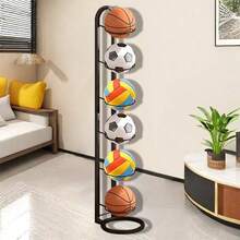 Multi-Layer Basketball Football Volleyball Ball Storage Rack Suitable For Home Living Room Bedroom Garage Ball Organization Storage Shelf - Black - View 1