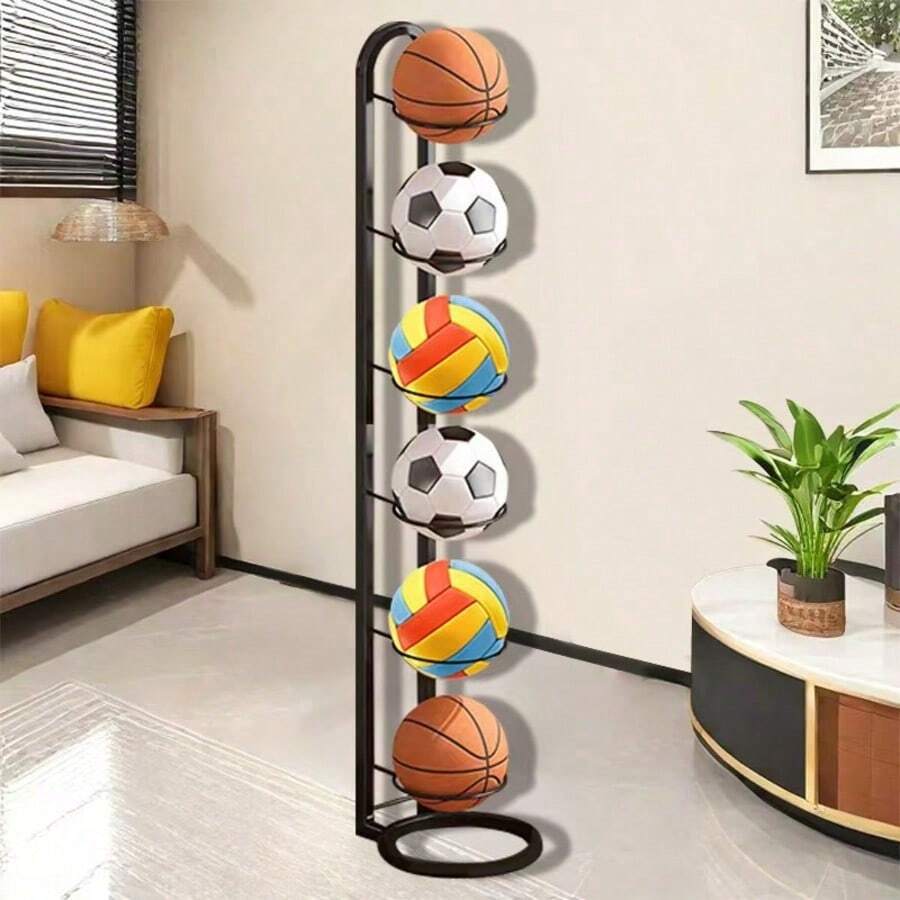 Multi-Layer Basketball Football Volleyball Ball Storage Rack Suitable For Home Living Room Bedroom Garage Ball Organization Storage Shelf - Black - View 1