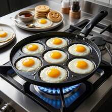 Pacilack 7-Hole Frying Pan - Egg & Pancake Skillet - Non-Stick Cookware - Flat-Bottomed Pan Ideal For Frying Eggs And Burgers - Breakfast Tool - Suitable For Home, Outdoor, And RV Use - View 6