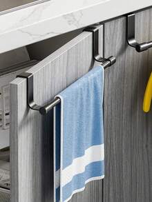 Modern Cabinet Door Hanging Towel Rack, No-Drill Dishcloth Holder, Space-Saving Kitchen Towel Storage Organizer, Home Kitchen And Bathroom Cabinet Accessory - Multicolor - View 1
