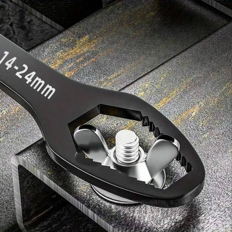 1pc Multifunctional Universal Torx Wrench 9‑17mm, Adjustable Self‑Tightening Double End Wrench, Metric & SAE Size, For Car Repair Household Maintenance