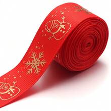 5 Yards/Roll 2.5cm Polyester Christmas Series Gold Foil Ribbon Bows Flowers Gift Packaging Material Christmas Ribbon For Flowers Cakes Christmas Tree Decoration Ribbed Ribbon DIY Decoration Packaging Gifts Party Holiday Supplies - Webbing - View 17