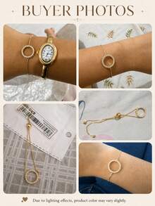 1pc Luxury Copper Zirconia Adjustable Infinity Symbol Bracelet, For Women's Daily, Party, Wedding Wear - Yellow Gold - View 4
