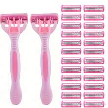Pink Ladies' Classic Manual Hair Removal Razor Kit - Reusable,3-Layer Stainless Steel For Smooth, Hair Removal Device - Safety Razor - View 17
