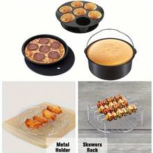 GRNupld 8-Inch Air Fryer Accessories, Suitable For Universal 3.7QT-6.8QT Deep Air Fryers, Dishwasher , Non-Stick Coating, Includes Recipe Book, 11-Piece Set - View 5