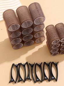 Self-Adhesive Hair Roller Set Size S Salon-Grade Hair Curler Suitable For DIY Hairstyle Design Heatless Hair Curlers - Coffee Brown - View 3
