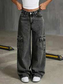 Youth Girl Spring Denim Jeans, New Fashion Style - Black - View 1