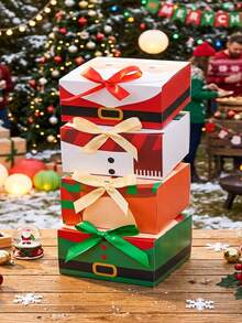 8件組聖誕禮物盒附緞帶,聖誕快樂禮品包裝盒,聖誕老人、雪人、鹿、小精靈設計,聖誕派對伴手禮盒,聖誕裝飾,居家聖誕裝飾,冬季裝飾 - 彩色 - 查看 11