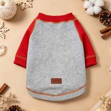 1pc Dog Hoodie, Colorblock Raglan Sleeve Dog Hoodie, Soft And Comfortable Puppy Loungewear, Suitable For Small/Medium Dogs, Cats, For Outdoor And Indoor Use In Cold Autumn/Winter Weather - Red - View 5