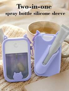 1pc Silicone Cute Cat Two-In-One Hand Sanitizer Perfume Packaging Bottle Protective Cover For Outdoor Storage Multifunctional Spray Bottle Silicone Cover Compatible With T Ouchlan D With Hook For Easy Carrying - Multicolor - View 1