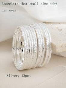 12pcs Delicate Fashionable Unique Design Versatile Curved Rhombus Stackable Thin Bracelets - Multicolor - View 14