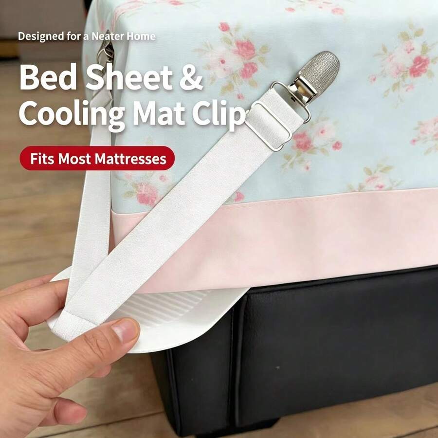 4Pcs Adjustable Bed Sheet Holder Clips, Elastic Bed Fastener Straps, Non‑Slip Gripper Clamps To Prevent Bedding Shifting, Practical Household Gadget Bed Sheets, Cooling Mats, Quilts And Mattress Covers Home Bedroom Use - 4 Pieces - View 1