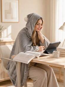 1 buah Selimut Berkerudung Bordir Kustom, Bordir Teks Personalisasi Gaya Bohemian dengan Dekorasi Pom Pom, Tersedia 5 Warna, Dekorasi Sofa Tunggal di Kamar Tidur Rumah, Hadiah Liburan yang Bermakna untuk Anggota Keluarga - MultiWarna - View 12