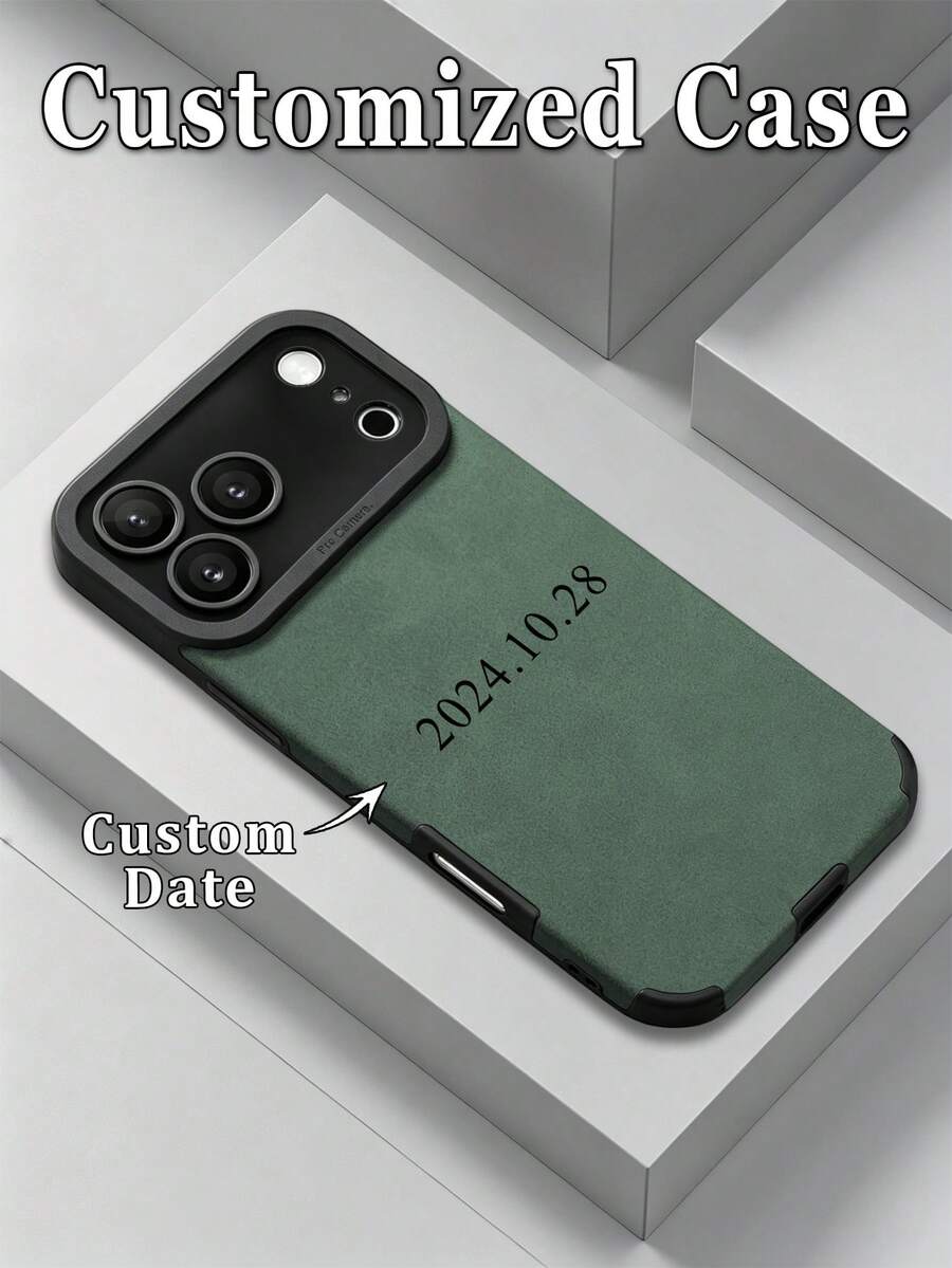 1件可客製化DIY姓名綠色手機殼,適用於Apple 18ProMax/17ProMax/16Pro/15/14Plus/13 Pro/12ProMax/11/XsMax及手機配件,軟PU皮革材質,防震防刮防指紋,軟TPU全包覆殼,個性化手機殼禮物,適合送給伴侶、同事、家人、好友,生日或週年紀念禮物理想選擇 - 綠色 - 查看 1