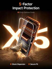 2pcs Full Coverage High Definition Tempered Glass Screen Protector, Anti-Fall Anti-Collision Anti-Fingerprint, High Hardness Material Effectively Resists Daily Wear And Tear, Not Easily Scratched When Placed In Backpack Or Contacting Hard Objects, Compatible With IPhone 17e/17 Pro Max/17 Pro/17 Air/17/16 Pro Max/16 Pro/16 Plus/16/15 Pro Max/15/14/13/12 And Other Models - Clear - View 2