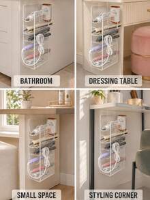 Multi Layer Storage Rack, No Drilling For Hanging, Insulated Hair Dryer Straight Clamp, Suitable For Dressing Table Use, Home Decoration,Spring,Summer,Autumn,Winter,And Winter Bathroom Accessories Bathroom Storage Organiser Room Decor Storage Bedroom - Multicolor - View 10