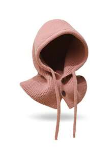 1pc Unisex Knitted Hooded Balaclava Scarf, All-In-One Warm Scarf With Adjustable Drawstring And Buttons, Autumn/Winter Warm Fashion Headwear - Button-down Balaclava Hat - View 14