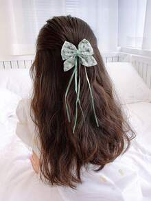 10pcs Kids Girls Colorful White Pink Embossed Floral Texture Ribbon Bow Hair Clips Cute Hair Accessories Head Clips Back Clips Side Clips Jacquard Fabric Hair Clips Alligator Hair Clips For Daily Use - Multicolor - View 3