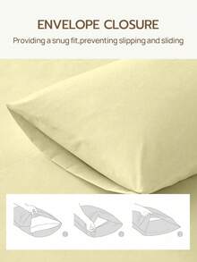 1pc Solid Color Pillowcase, No Pillow Insert, Soft Pillowcase, Wrinkle-Resistant, Fade-Resistant, Soft And Breathable, No Filling, Machine Washable, Light Yellow - Light Yellow - View 5