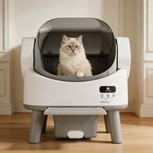 DEVOKO Self-Cleaning Automatic Cat Litter Box Open Design, 12L Large Waste Bin, Odor Reduction, Removable Washable Parts, Litter Trapping Mat, Suitable For Cats 1.5-10kg - White - View 1