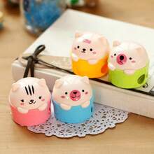 1pc Cute Animal Dual-Hole Pencil Sharpener, Adorable Cartoon Flip-Top Design, Macaron Colorful Shell, With Shavings Box, Manual Pencil Sharpener For Kids, Student Stationery, Back To School Small Prize Gift - Multicolor - View 1