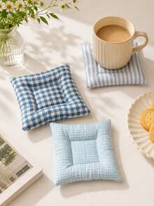 1pc Striped Quilted Coaster, Thick Soft Touch Heat-Resistant Cup Mat, Non-Slip Desktop Protector, Suitable For Coffee Tea Cups, Home Kitchen Table Decor, Christmas Halloween Thanksgiving Holiday Gift - Multicolor - View 2