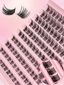 Asiteo 10 Rows 120pcs D Curl Single Cluster False Eyelashes 8-16mm DIY Lash Clusters Ultra Fluffy Natural Look Reusable Single Cluster Lash Extension Kit Suitable For Home Or On-The-Go Use Daily, Wedding, Date, Party, Travel, Spring - D - View 5