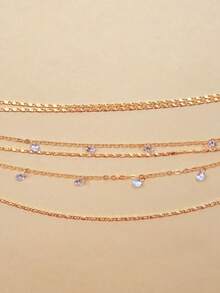 1pc Fashion Sexy Rhinestone Beach Bikini Halter Waist Chain Body Jewelry Suitable For Party Gathering Beach Wear Holiday Gift - Gold - View 5
