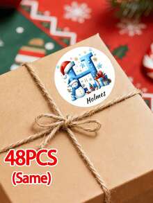 Custom Christmas Stickers, Personalized Santa Claus Letter Stickers, Custom Name Gift Labels, Christmas Gift Wrapping Stickers, Snack Bag Seals, Custom Text Labels, 4cm/5cm/6cm Holiday Stickers For Gifts, Envelopes, Packaging & Christmas Decorations - Multicolor (blue 26 Letters) - View 31
