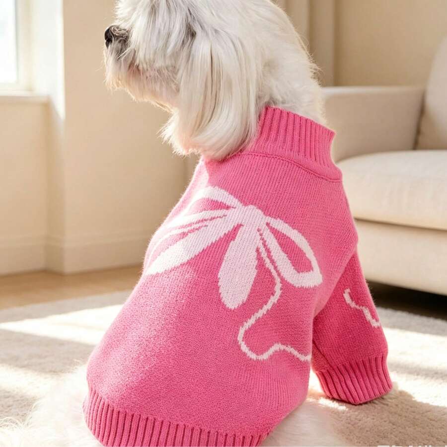 2026 New 1PC Pet Clothes, Pet Bow Sweater, Dachshund Sweater, Maltese, Autumn/Winter Style, Small And Medium Dogs, Cute, Minimalist, Teddy Bichon Corgi Clothes, Anti-Shedding, Suitable For Short-Legged Dogs And Cats