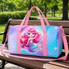 Pink Mermaid & Fish Scale Print Girls Children's Travel Luggage Bag, Zippered Tote Bag With Top Handle And Shoulder Strap, Suitable For Dance And Camping - MERMAIDS-7 - View 5