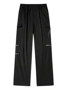 Men's Spring/Autumn New Drawstring Fashion Casual Sports Long Pants, Unisex, Suitable For Spring/Autumn - Black - View 3