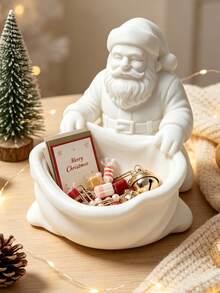 White Santa Gift‑Bag‑Shaped Storage Tray, Xmas‑Style Desktop Decor Jewelry Dish, Multi‑Use Trinket Holder For Accessories Keys Candy, Decor Ornament For Bedroom Entryway Vanity, Holiday Gift - Multicolor - View 10