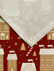 1pc Christmas Pattern Printed Table Runner, 4pcs Christmas Pattern Printed Placemats, Suitable For Holidays, Parties, Birthdays, Dinner Parties, Kitchen Dining Table Decoration, All Season Room Decor, Home Textile Table Runner - Multicolor - View 3