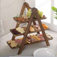 1pc Wooden Dessert Stand Single Layer Multi-Layer Tray Wooden Cupcake Rack Rectangular Tray Food Display Rack Suitable For Party, Birthday, Wedding, Kitchen, Gathering And Dinner Decoration - Brown - View 3
