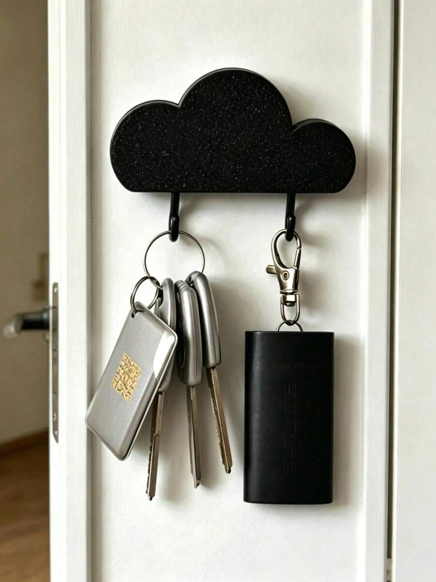 1pc Cloud HOME Wall-Mounted Key Holder, Entryway Hook Storage Rack, Key Hook Decor, No Drilling, Home Living Room Decoration - Multicolor - View 1