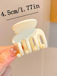 4pcs/1pc 4.5cm/1.77in Medium Hair Claw Clips, Solid Color Claw Clips In Black, Pink, Cream & Khaki, Minimalist Hair Accessories For Daily & Party - Multicolor - View 3