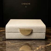 2pcs/Set Pebble Pattern PU Leather Jewelry Box With Lid, Rounded Corner Jewelry Storage Organizer, Crescent-Shaped Zinc Alloy Lock, Burgundy And Cream White, Bedroom Vanity Decor, Suitable For All Occasions Gift Box - Multicolor - View 18