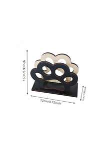 Vintage Wooden Tissue Holder, Coffee Cup, Cat Paw, Heart, Knife & Fork, Multiple Styles Available, Desktop Tissue Storage Decor - Black - View 8