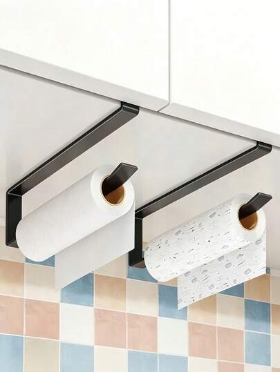 Convenient Kitchen Paper Towel Holder, Multi-Functional Wall-Mounted Storage Rack, Space-Saving Cabinet Organizer, Suitable For Plastic Wrap, Kitchen Paper Towels, Tea Towels, Applicable For Room, Home, Kitchen, Bathroom Decor, Kitchen Travel Essentials