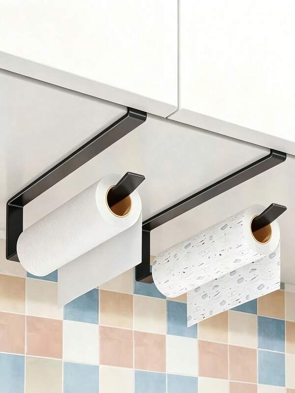 Soporte práctico para toallas de papel de cocina, estante de almacenamiento multifuncional montado en la pared, organizador de gabinete ahorrador de espacio, adecuado para envoltorio de plástico, toallas de papel de cocina, toallas de té, aplicable para habitación, hogar, cocina, decoración de baño, artículos esenciales de viaje de cocina