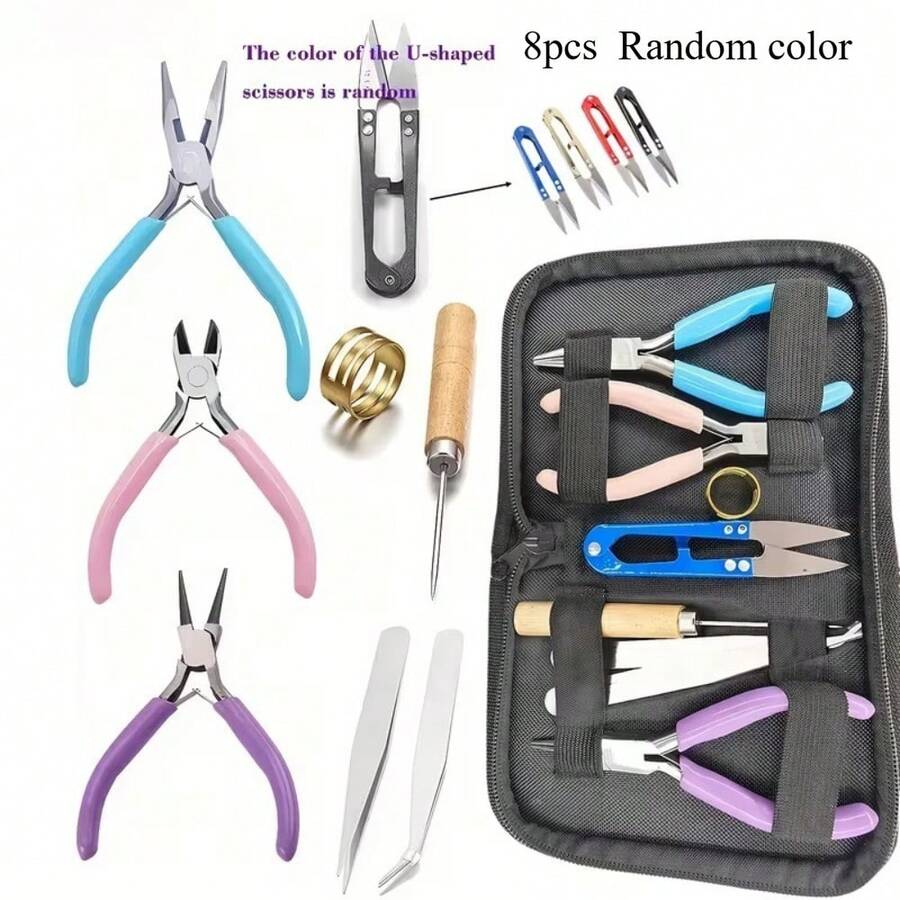 8pcs Random Color Premium Pliers Tool Set, Suitable For Jewelry Making, Handmade DIY Jewelry, For Beginners And Experts - Multicolor - View 1