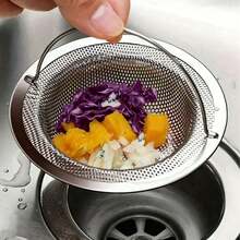 2pcs/1pc Stainless Steel Kitchen Sink Strainer Basket, Portable Handle Design, Fits Directly In Drain To Catch Vegetable Leaves And Food Residue, Dual Use For Washing And Draining, Easy To Lift And Dump, Fine Mesh For Effective Filtration, Rust-Resistant, Easy To Clean, Fits Most Home Kitchen Sinks, Anti-Clogging Tool For Cooking, Suitable For Home, Dorm, And Rental, Practical Kitchen Accessory, Essential For New Home - Kitchen Sink Strainer - View 3