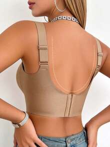 Women's Seamless Bra - Adjustable Straps, Wireless Support, Suitable For Daily Wear, Super Soft & Breathable Fabric, Women's Spring Clothing, Comfortable Lingerie Bra - Khaki - View 2