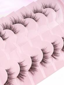SHIDISHANGPIN 7 Pairs Natural Spiky Half-Length Cat Eye Long 3/4 Tail Clear Stem False Eyelashes, Suitable For Women And Wives For All-Day Wear - View 5