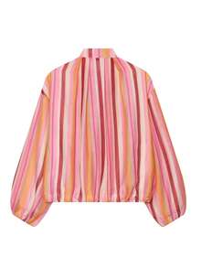 Women's Pink Striped Colorblock Baseball Jacket, Lightweight Zipper Long Sleeve Casual Y2K Street Style Spring Autumn Fashion Coat - Multicolor - View 9